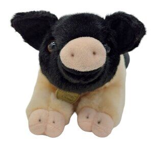 Miyoni By Aurora Hampshire Pig Stuffed Animal Plush Black Beige Realistic 2021